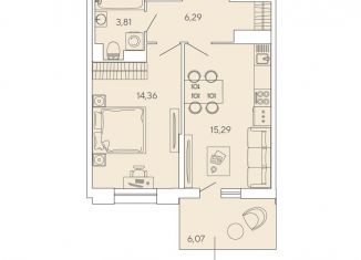 Продажа 1-комнатной квартиры, 41.6 м2, Ленинградская область