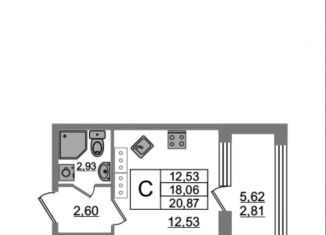 Продается квартира студия, 20.8 м2, посёлок Парголово, улица Архитектора Белова, 4, ЖК Парнас