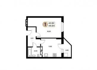 Продажа 1-комнатной квартиры, 42.8 м2, Самара