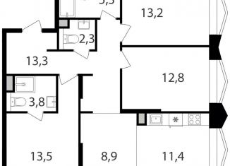 Продам трехкомнатную квартиру, 84.5 м2, Москва, САО, жилой комплекс Петровский Парк 2, к1