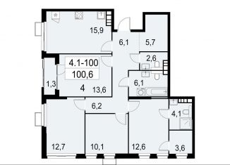 Продаю 4-ком. квартиру, 100.6 м2, Москва, район Южное Бутово