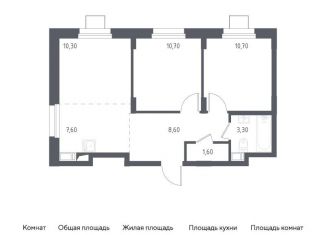 Продаю 2-комнатную квартиру, 52.8 м2, Люберцы, жилой комплекс Люберцы 2020, к70, ЖК Люберцы 2020