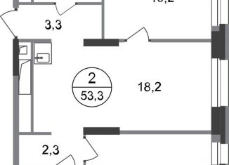 Продажа 2-ком. квартиры, 53.3 м2, Москва