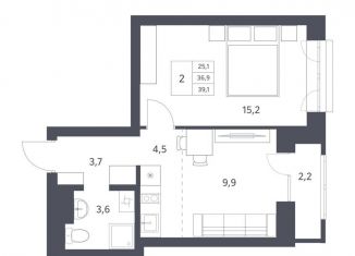 Продаю 1-комнатную квартиру, 36.9 м2, Новосибирская область