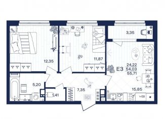 Продается 2-комнатная квартира, 55.7 м2, Тульская область