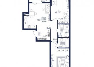 Продаю двухкомнатную квартиру, 67.5 м2, Тула