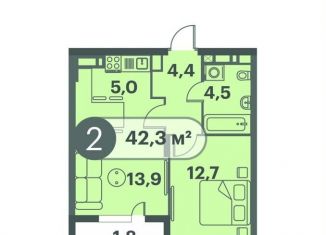 Продаю двухкомнатную квартиру, 42.3 м2, Красноярск, Кировский район