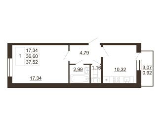 Продаю 1-комнатную квартиру, 37.5 м2, Ленинградская область, улица Хохлова, 16