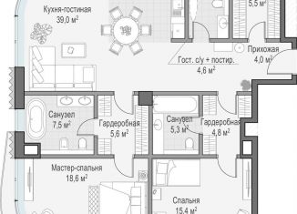 Продажа 2-комнатной квартиры, 104.2 м2, Москва, метро Полянка