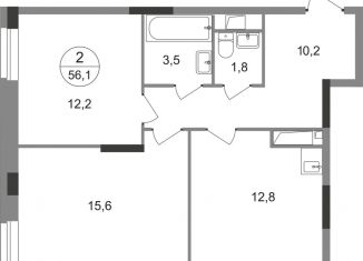 Продаю 2-ком. квартиру, 56.1 м2, Москва