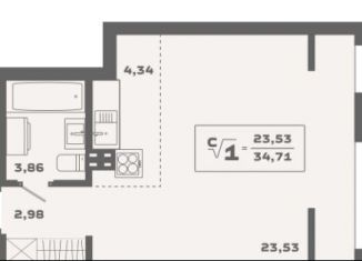 Продается квартира студия, 34.8 м2, Новосибирская область, Красногорская улица