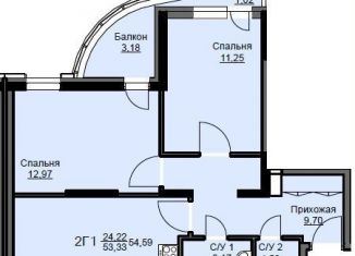 Продается 2-комнатная квартира, 54.6 м2, Московская область, жилой комплекс Соболевка, к8