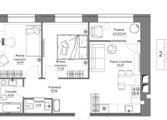 Продается двухкомнатная квартира, 55.6 м2, Калуга, Октябрьский округ