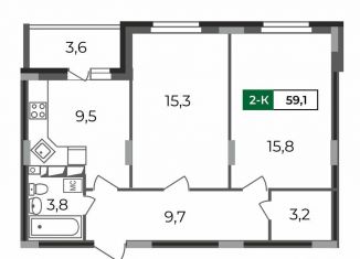 Продажа двухкомнатной квартиры, 59.1 м2, Владимирская область, Сталинградский бульвар, 7