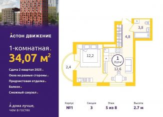 1-ком. квартира на продажу, 34.1 м2, Екатеринбург, метро Уральская, Проходной переулок, 1А