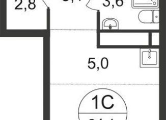 Квартира на продажу студия, 24.1 м2, Московский, ЖК Первый Московский, 7-я фаза, к2