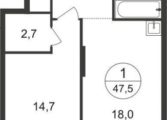 Продам 1-ком. квартиру, 47.5 м2, Московский, 7-я фаза, к1, ЖК Первый Московский