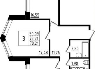 Продам трехкомнатную квартиру, 78.2 м2, село Русско-Высоцкое