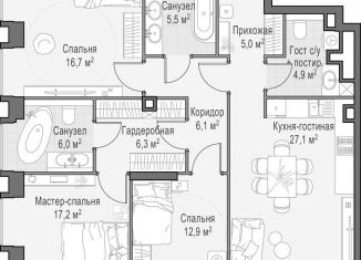 Продажа 2-ком. квартиры, 108.4 м2, Москва, метро Улица 1905 года