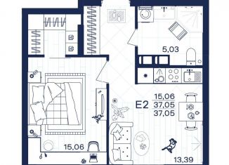 Продаю 1-комнатную квартиру, 37.1 м2, Тула