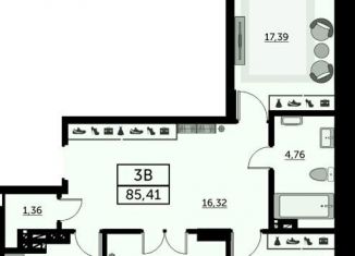 Продам 3-комнатную квартиру, 84.8 м2, Ростов-на-Дону, ЖК Сердце Ростова 2, улица Ларина, 45к9