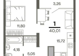 Продам 1-комнатную квартиру, 40 м2, Рязань, ЖК Северный