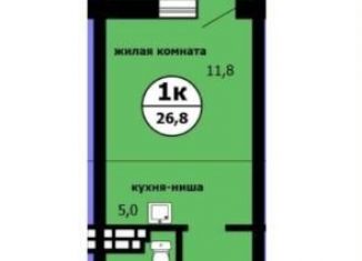 Продаю квартиру студию, 26.7 м2, Красноярск, Ленинский район, Вишнёвая улица