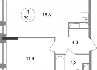 Продаю 1-комнатную квартиру, 39.1 м2, Москва