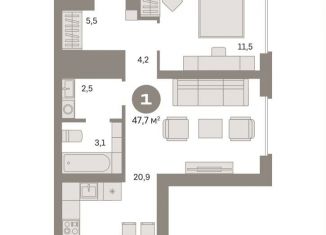 Продаю однокомнатную квартиру, 47.7 м2, Москва, ЮВАО