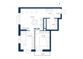 2-ком. квартира на продажу, 56.4 м2, Екатеринбург, метро Ботаническая