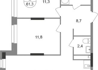 Продам двухкомнатную квартиру, 61.3 м2, Москва