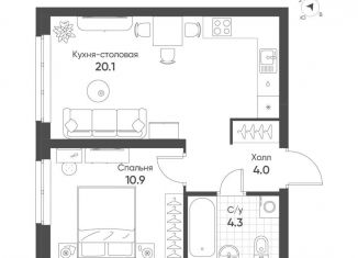 Продажа 1-комнатной квартиры, 39.3 м2, Свердловская область