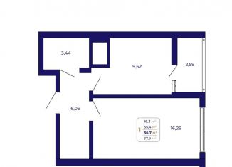 Продажа 1-комнатной квартиры, 36.7 м2, Республика Башкортостан, улица Героя Попова