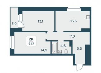 Продажа 2-ком. квартиры, 61.7 м2, Новосибирск, Заельцовский район