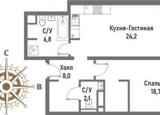 2-ком. квартира на продажу, 60.1 м2, Москва, ВАО, Рубцовско-Дворцовая улица, 4