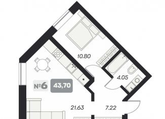 Продается 1-комнатная квартира, 43.7 м2, Новосибирск, площадь Карла Маркса