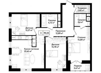 Продажа 3-комнатной квартиры, 90.3 м2, Тула, улица Седова, 26к1, ЖК Фамилия