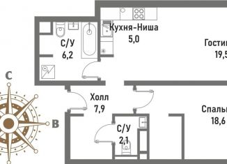 Продается 2-ком. квартира, 59.3 м2, Москва, Рубцовско-Дворцовая улица, 4, район Сокольники