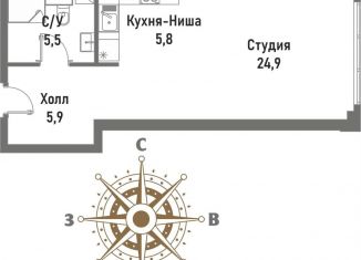 Продаю 1-комнатную квартиру, 42.1 м2, Москва, Рубцовско-Дворцовая улица, 4, район Сокольники