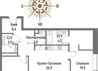 3-комнатная квартира на продажу, 73 м2, Москва, Рубцовско-Дворцовая улица, 4, район Сокольники