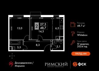 Двухкомнатная квартира на продажу, 48.7 м2, Московская область, Римский проезд, 13