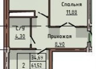 2-комнатная квартира на продажу, 61.5 м2, Нальчик, Профсоюзная улица, 333