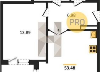 Продам 1-комнатную квартиру, 53.5 м2, Воронежская область, улица Славы, 7