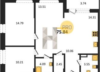 Продаю 2-ком. квартиру, 75.8 м2, Воронеж, Коминтерновский район