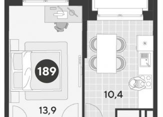 1-комнатная квартира на продажу, 34.5 м2, Омск, Ленинский округ