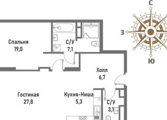 Продается 2-ком. квартира, 69 м2, Москва, ВАО, Рубцовско-Дворцовая улица, 4