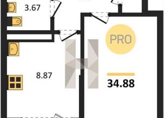 1-комнатная квартира на продажу, 34.9 м2, Воронежская область, улица Славы, 7