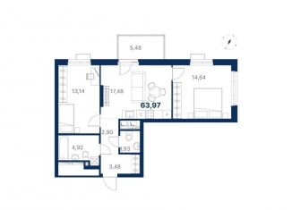 Продам 2-ком. квартиру, 64 м2, Екатеринбург, метро Ботаническая