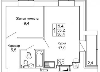 1-ком. квартира на продажу, 36.4 м2, Волгоград, ЖК Колизей