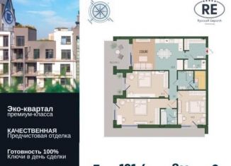 Трехкомнатная квартира на продажу, 121.4 м2, Калининградская область